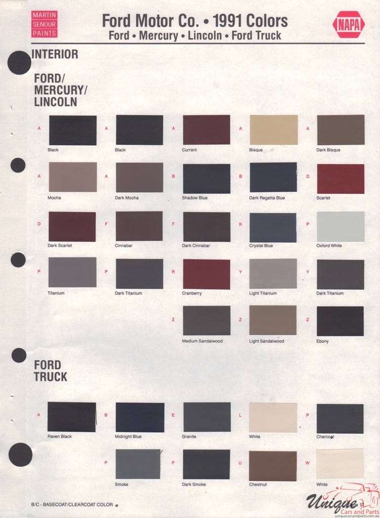 1991 Ford Paint Charts Sherwin-Williams 4